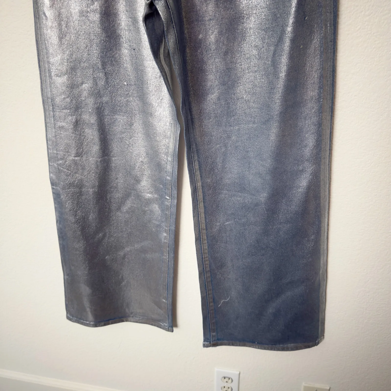 [Anthropologie] Joe's Jeans Mia Silver Foil High Rise Wide Leg Jeans NWT Size 33 - Image 11