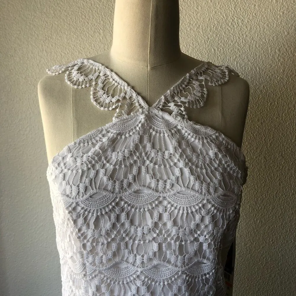 Kensie white crochet summer dress graduation spring wedding guest - Image 3