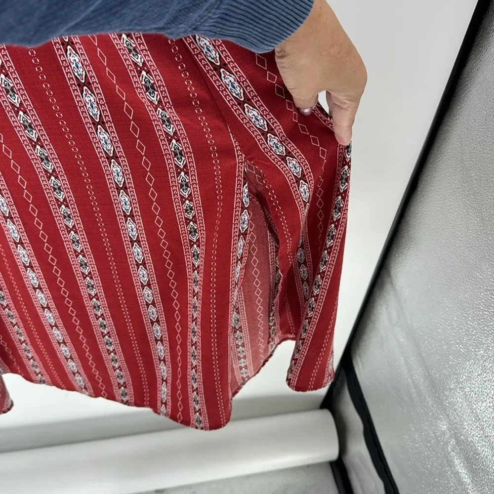 Lulus Calabash Rust Red Print Midi Dress dress up or down heels or flip flops Size XS - Image 6