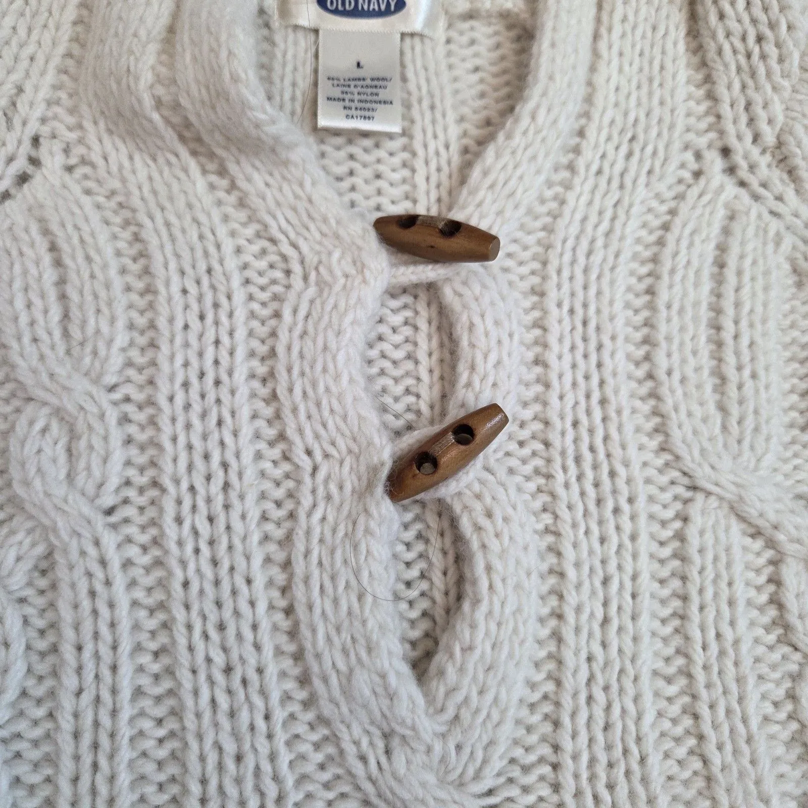Old Navy Womens Large Vintage Cable Knit Hooded Sweater Y2K Bella Elena Gilbert - Image 5
