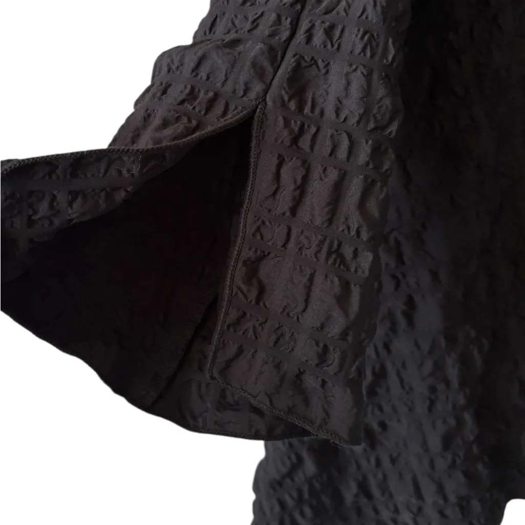 Elegant Black Textured Women's Cardigan Size M - Image 5