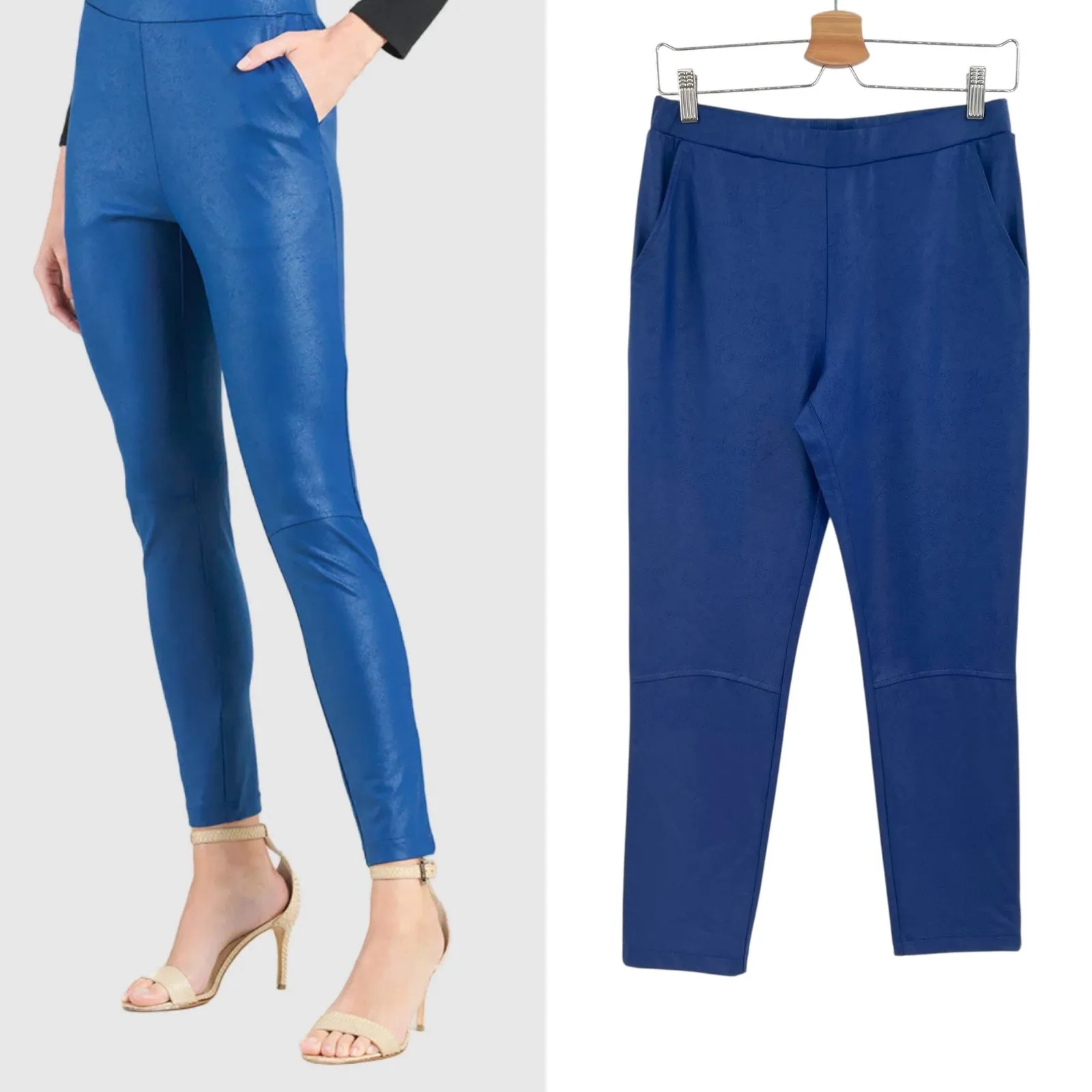 Clara Sun Woo Liquid Leather Legging Signature Skinny Pocket Pants Blue Size‎ XS - Image 2
