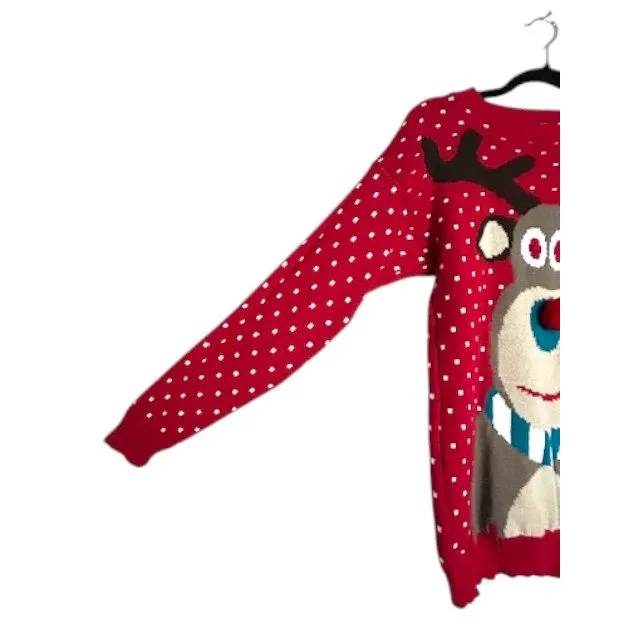 REMEL LONDON Womens Ugly Christmas Sweater L Red Reindeer Festive Party Holiday Size L - Image 10