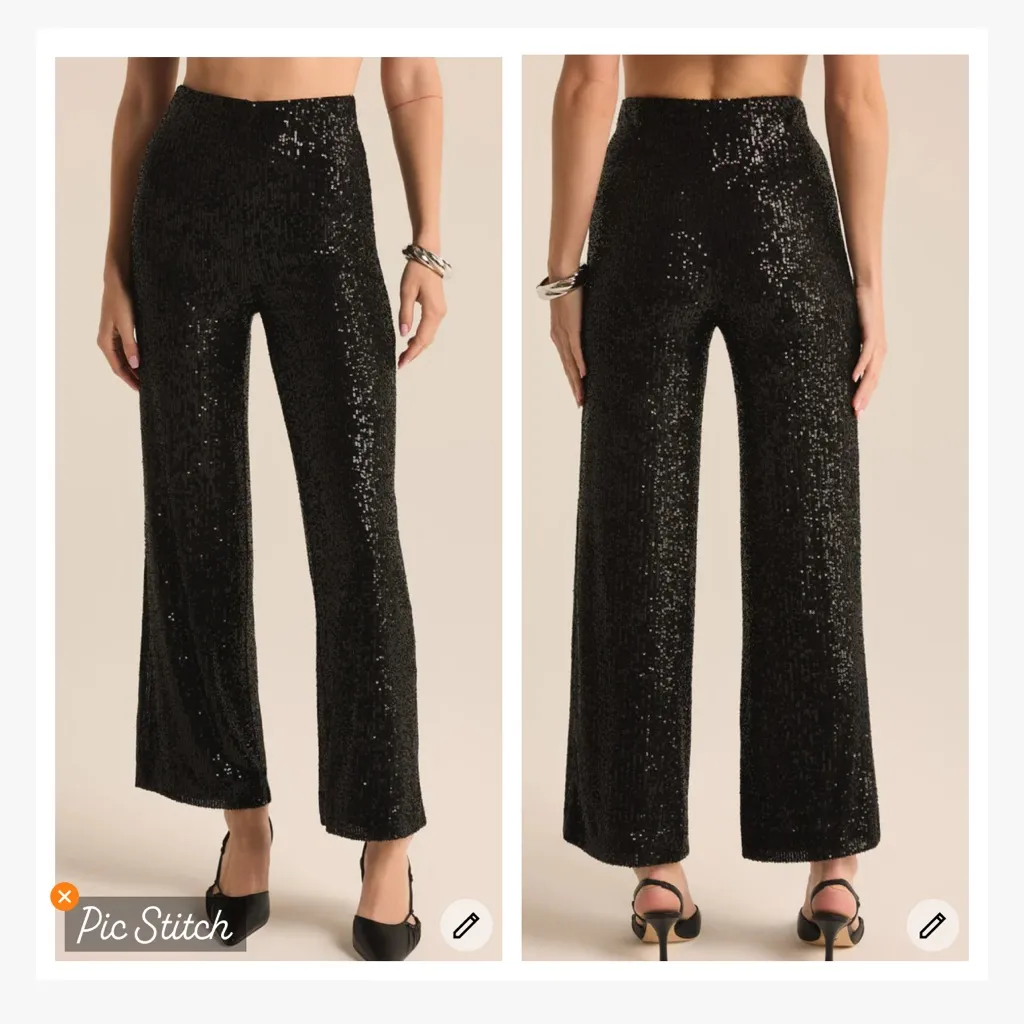 Z Supply Skylar Sequin Pants Black - Image 2