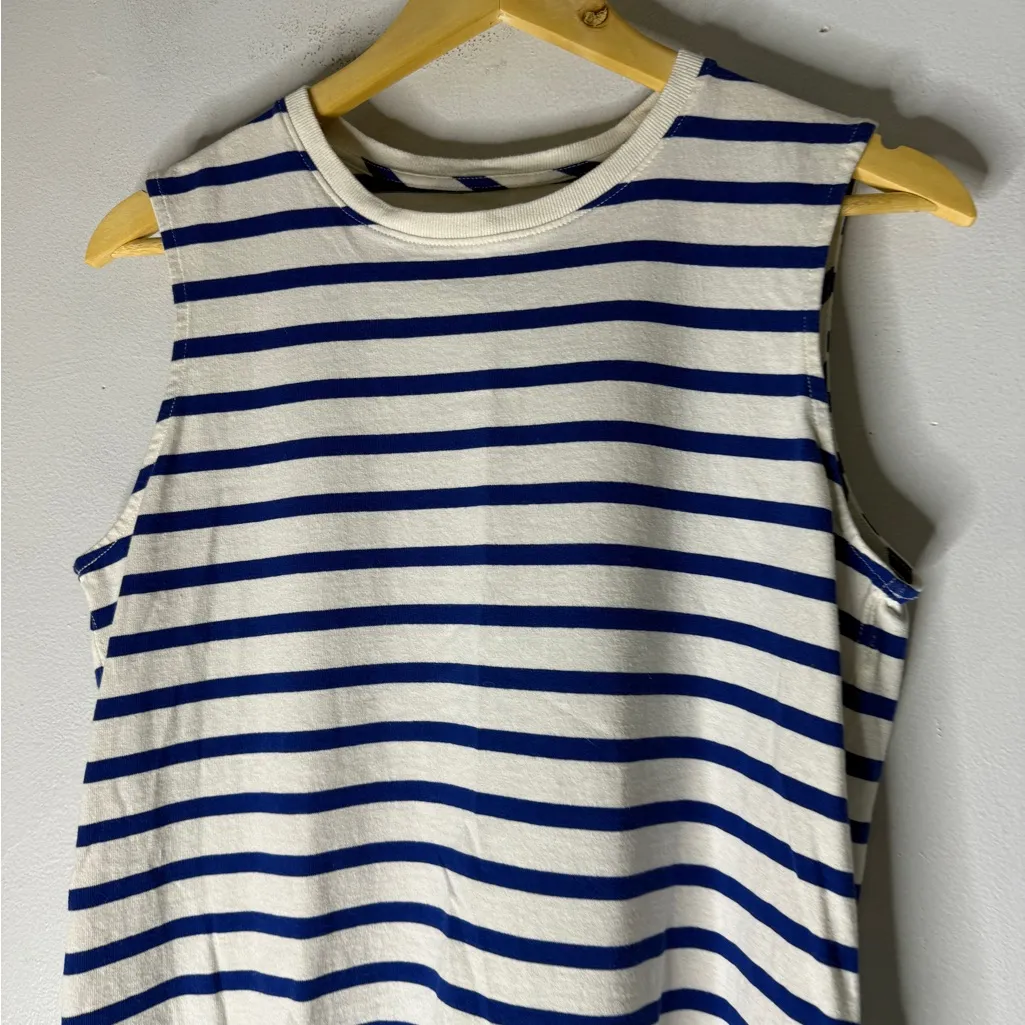 EVERLANE THE PREMIUM WEIGHT BLUE/WHITE STRIPE MUSCLE TEE TANK TOP SMALL - Image 3