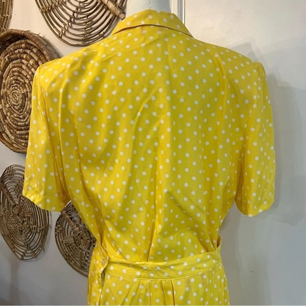 Vintage Carroll Reed Yellow Polka Dot Midi Skirt Set Retro Cottagecore Pinup 16 - Image 7