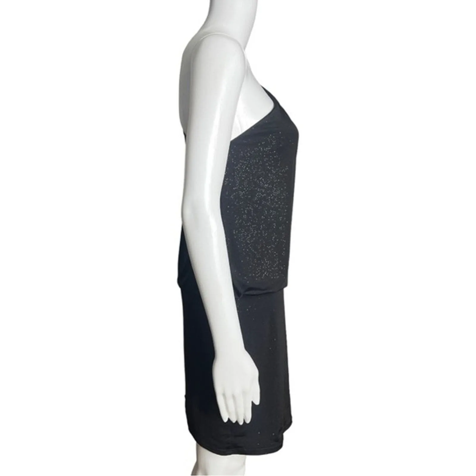 Jessica Howard Dress Womens 8 Black Silver‎ Glitter One Shoulder Mini Cocktails - Image 2