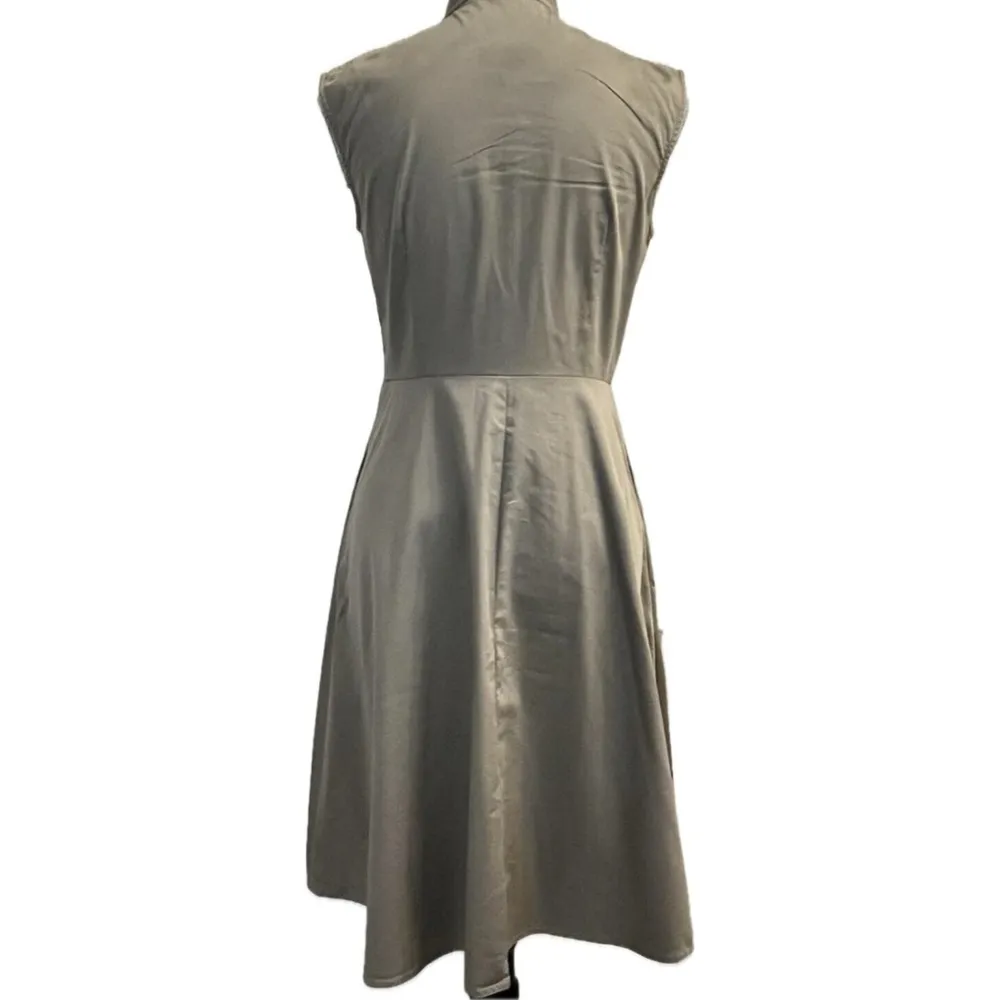 Ann Taylor Sleeveless Utility Shirt Dress, khaki green - Size 8 - Image 5