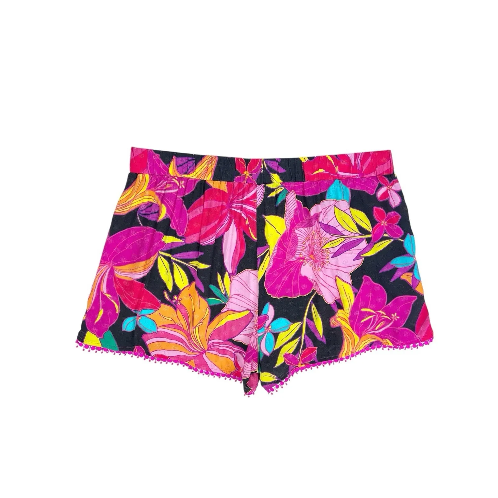 Trina Turk Solar Floral Pink Multi Casual Shorts Elastic Waist Size XL - Image 4