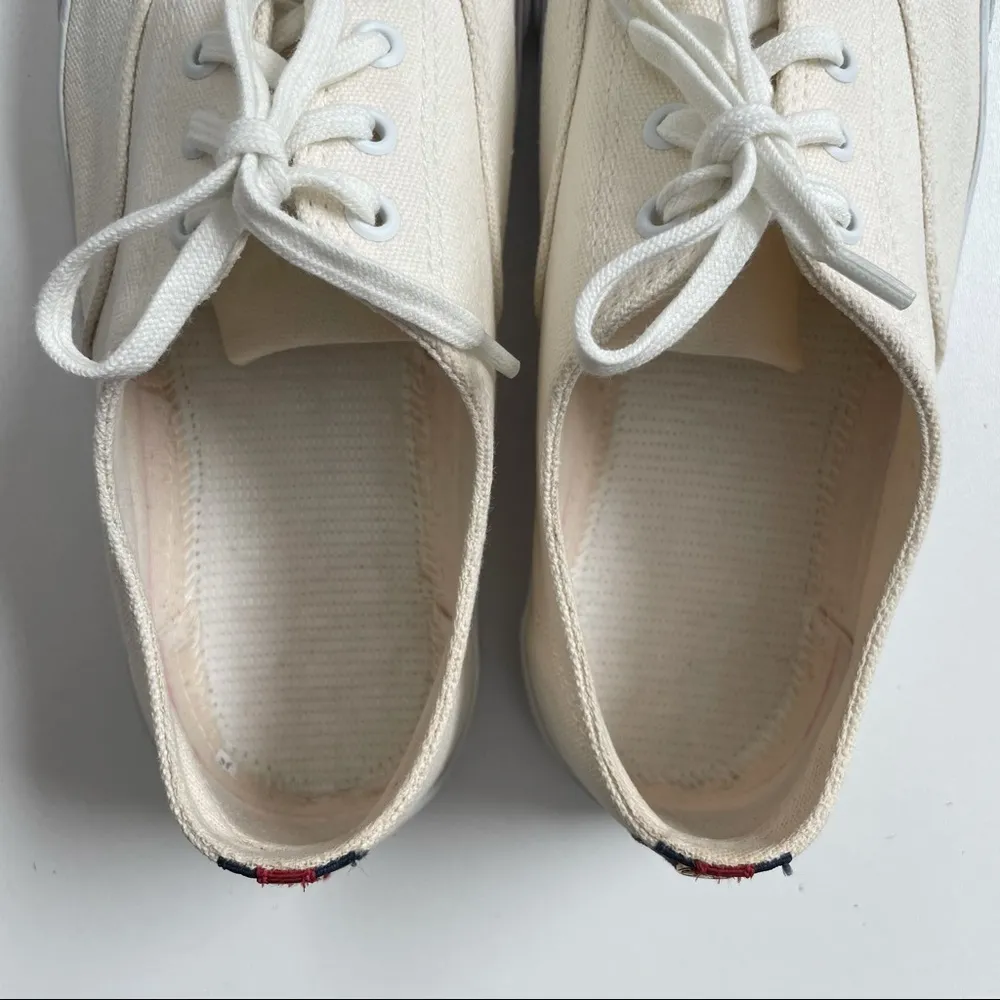 Tory Burch Murray Shoes Sneaker Flats Tennis Shoes Medallion Logo Canvas Cream - Image 4