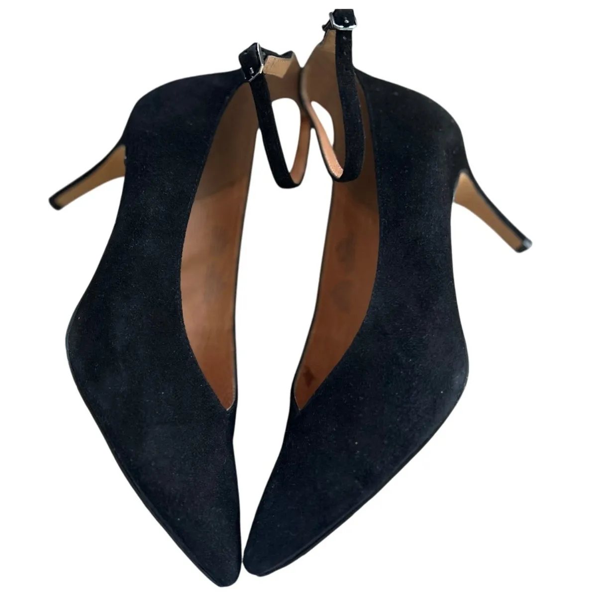 Halogen Nordstrom Black Leather High Vamp Ankle Strap Pointed Toe Heel - Image 5