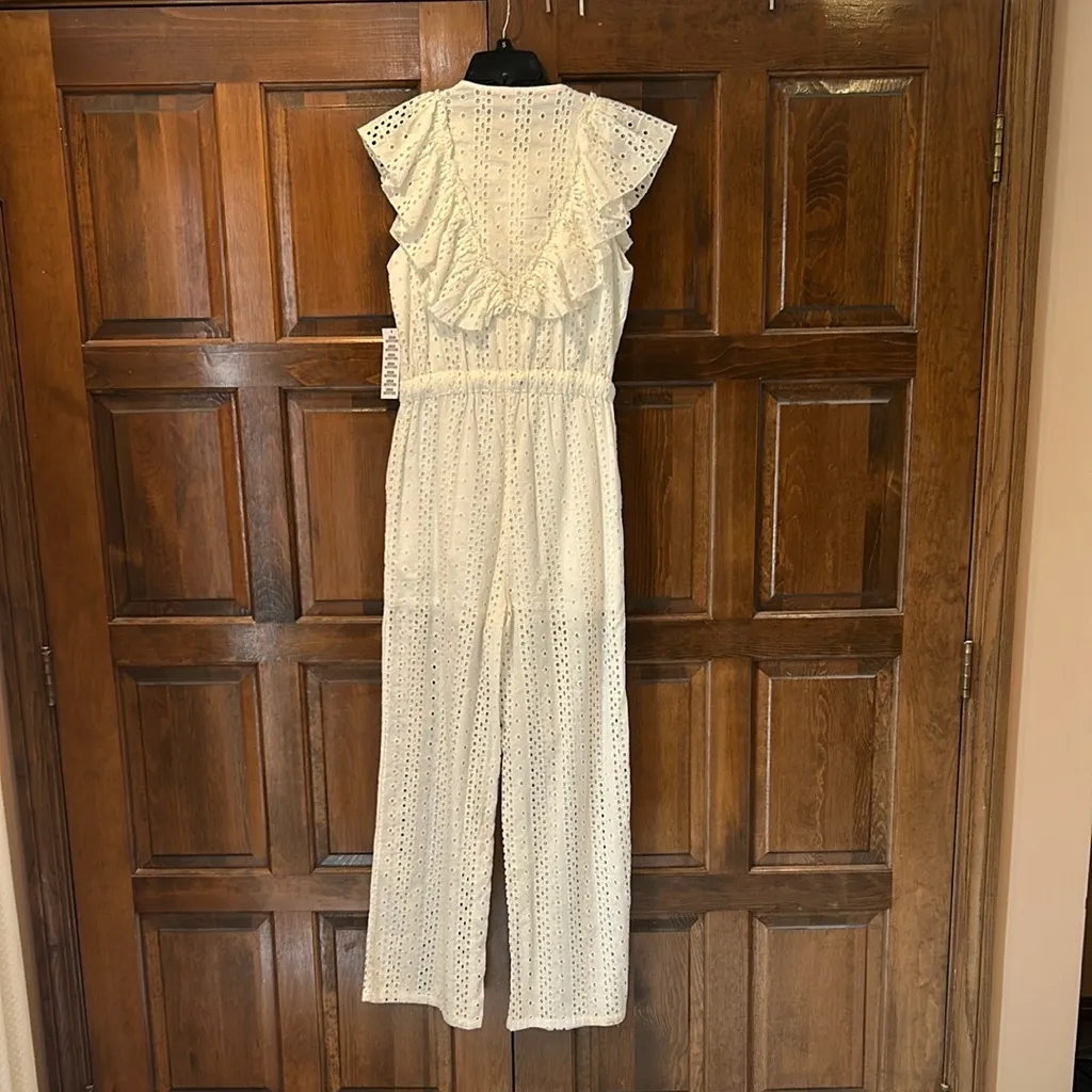 NWT Urban Outfitters Magnolia Eyelet Jumpsuit Dress Sleeveless Ruffled Small - Image 8