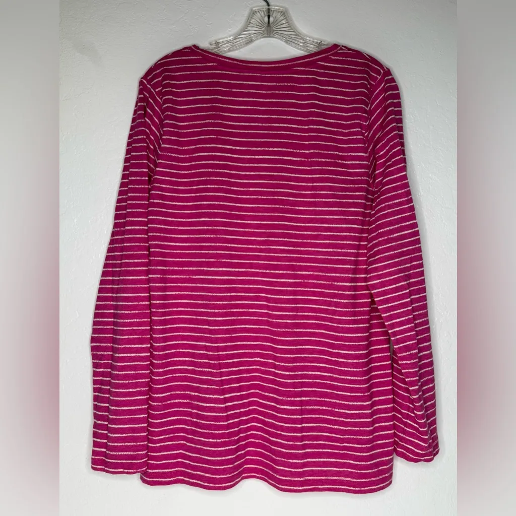 Sonoma‎ Top Womens Size XL Pink Striped Long Sleeve V Neck Casual  Work Vacation - Image 7