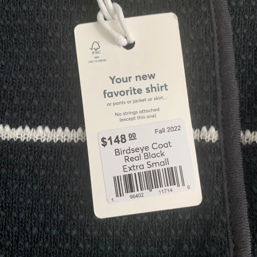 Marine Layer Birdseye Coat Real Black White Womens Extra Small XS Stripe - Image 4