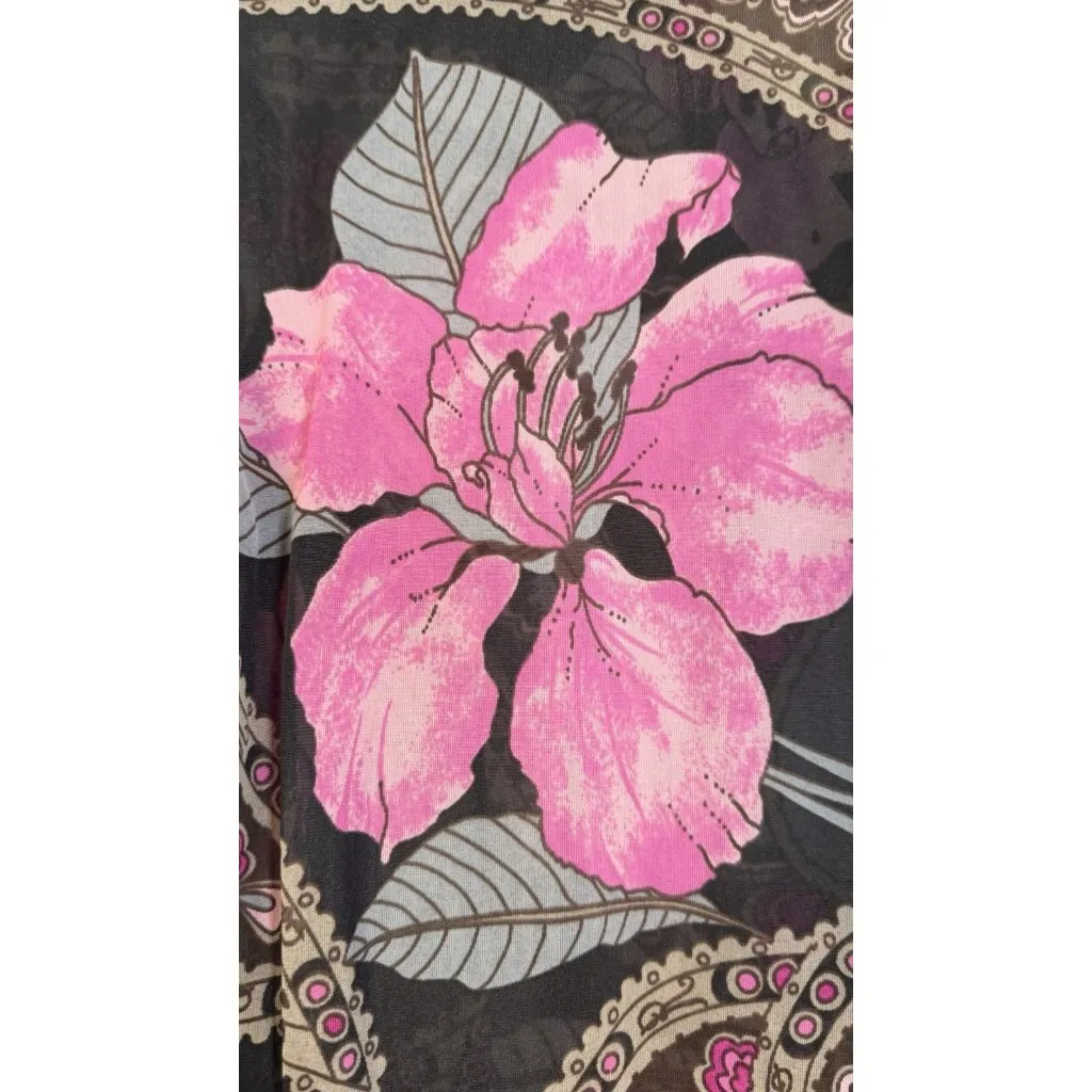 Vintage 70s Women’s Shirt Paisley Gogo Mod Disco Hippie Button Sheer‎ Size Med Pink - Image 8