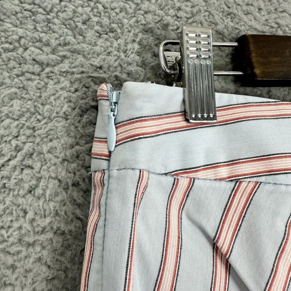 Loft shorts women 0 blue red striped ruffle accent stretch nautical beach resort - Image 7