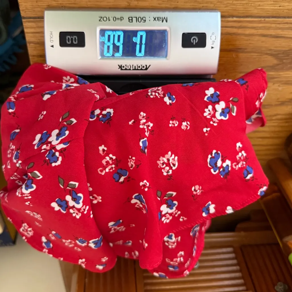 Dex Floral Faux Wrap Dress Red Woman’s Size Medium Ruffle Feminine Summer - Image 14