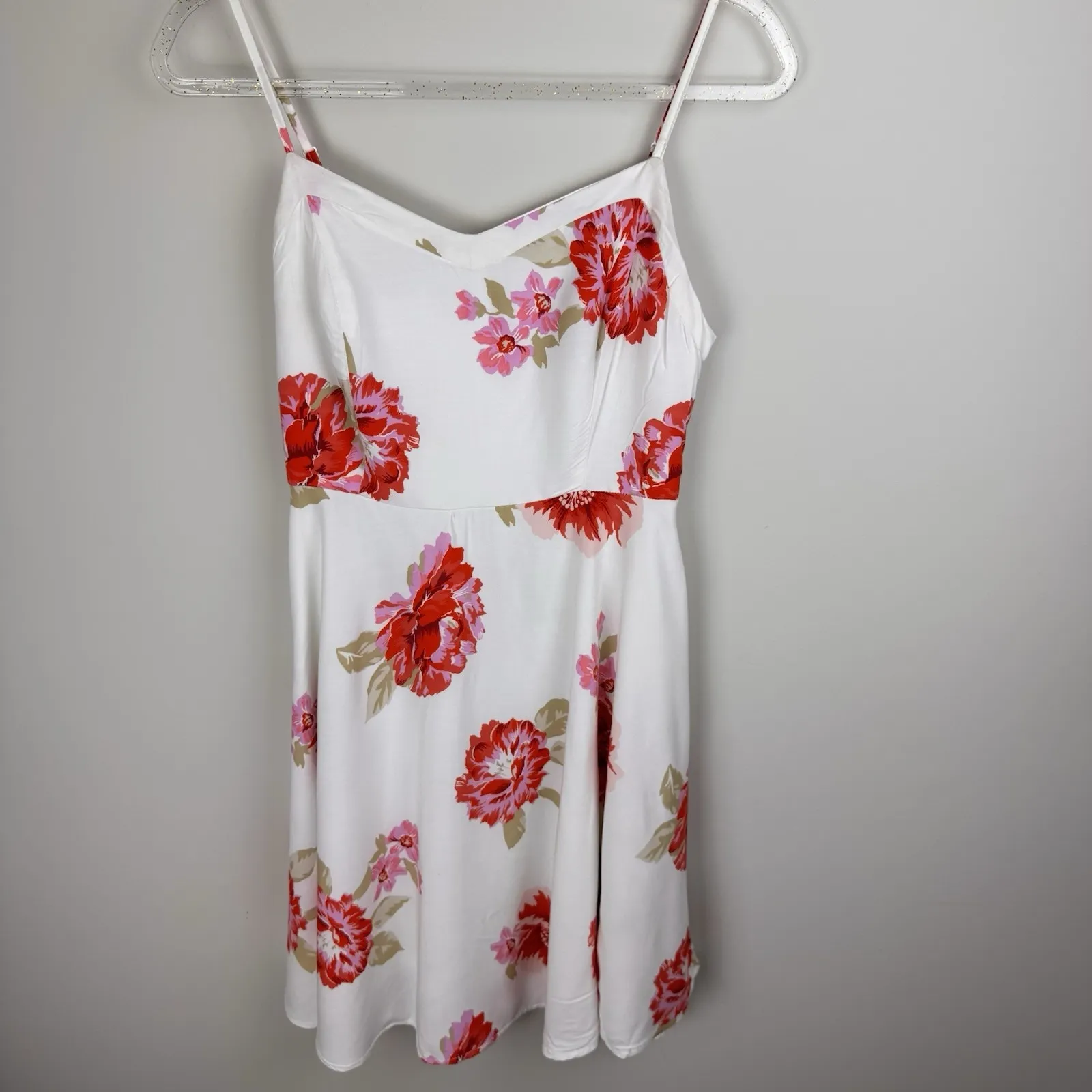 Old Navy Women Smocked Fit & Flare Cami Mini Dress Sz S Floral Summer zip‎ up - Image 13