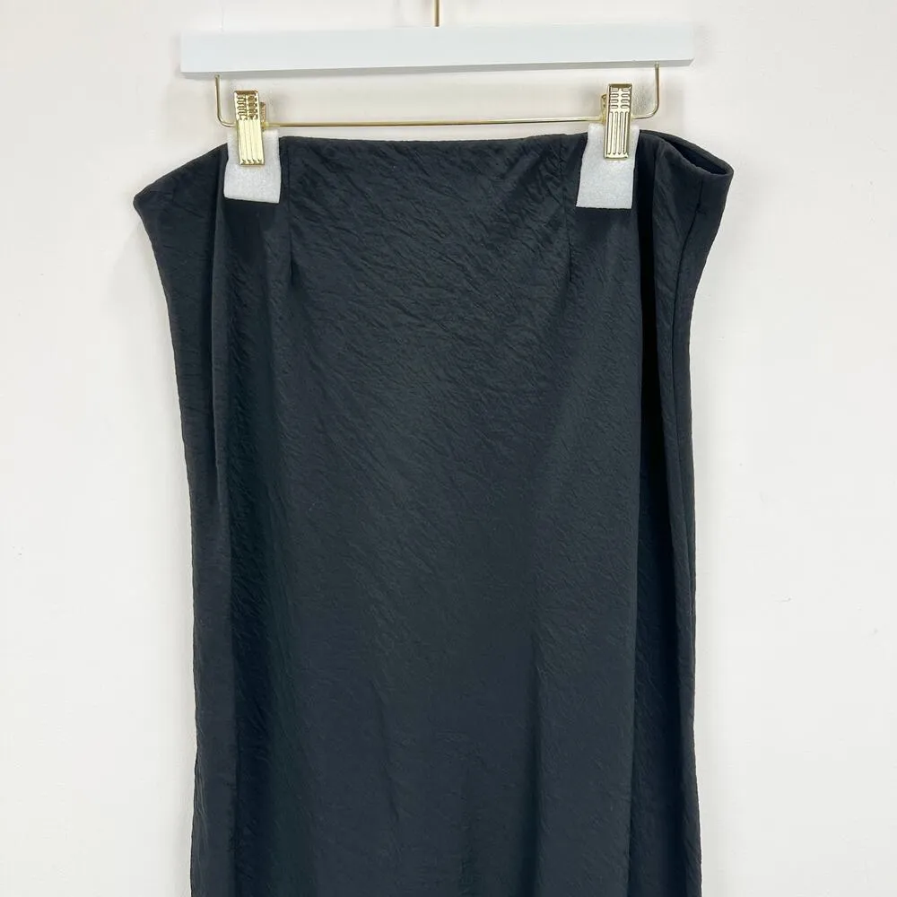 NEW Madewell The Layton Midi Slip Skirt Pull On Viscose Side Slit Black US 14 - Image 13