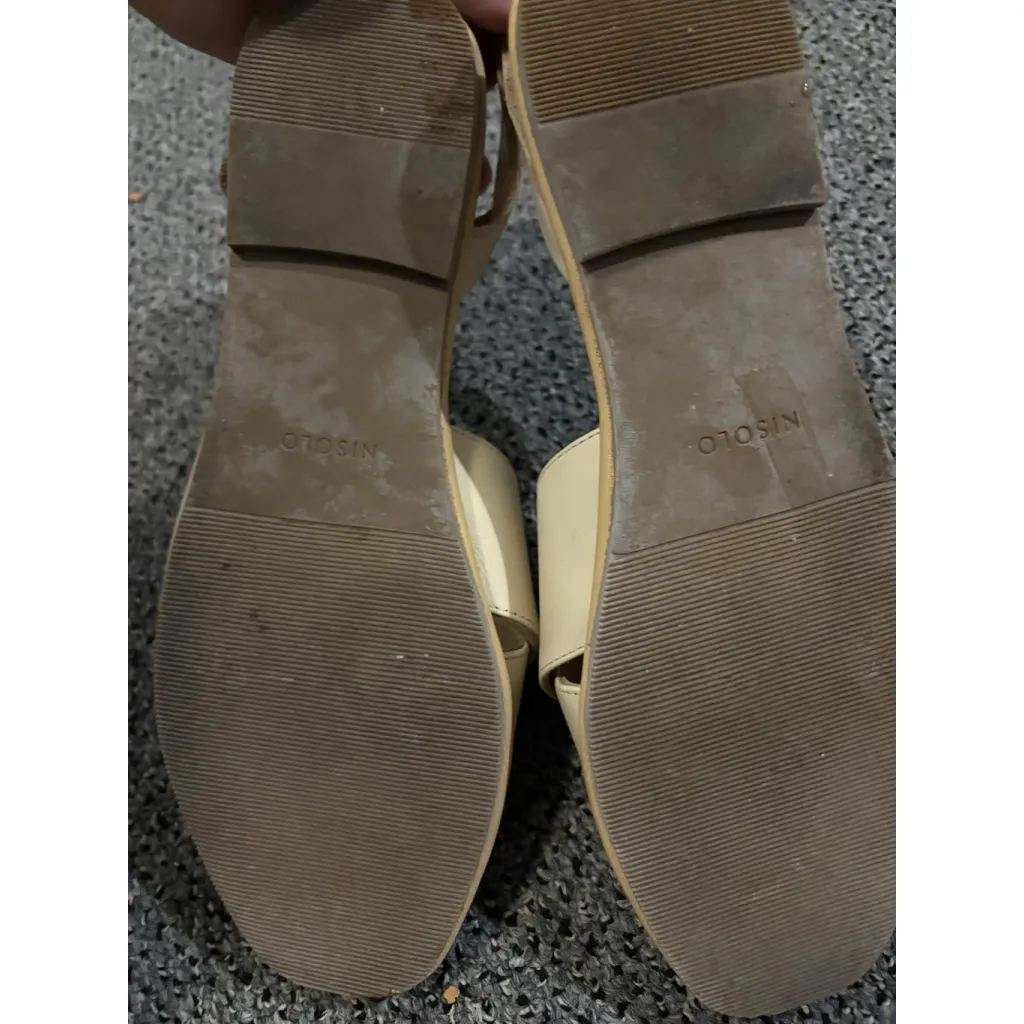 Nisolo All Day Cross Strap Cream Leather Slingback Flat Comfort Sandal 9.5 White - Image 7