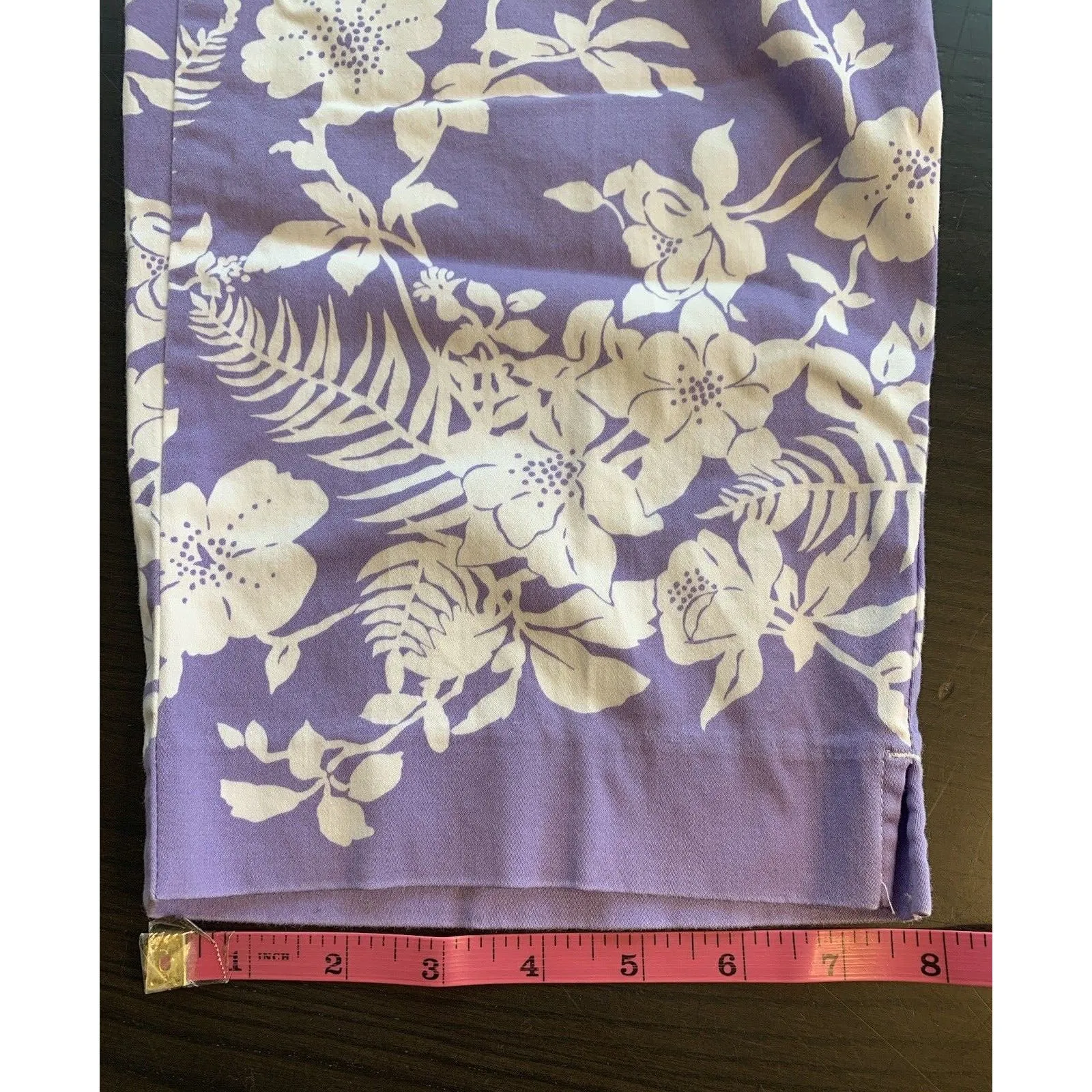 Koret Pants Women's 8 Stretch Zipper Purple Floral Office‎ Church 19" Inseam Size 28 - Image 15