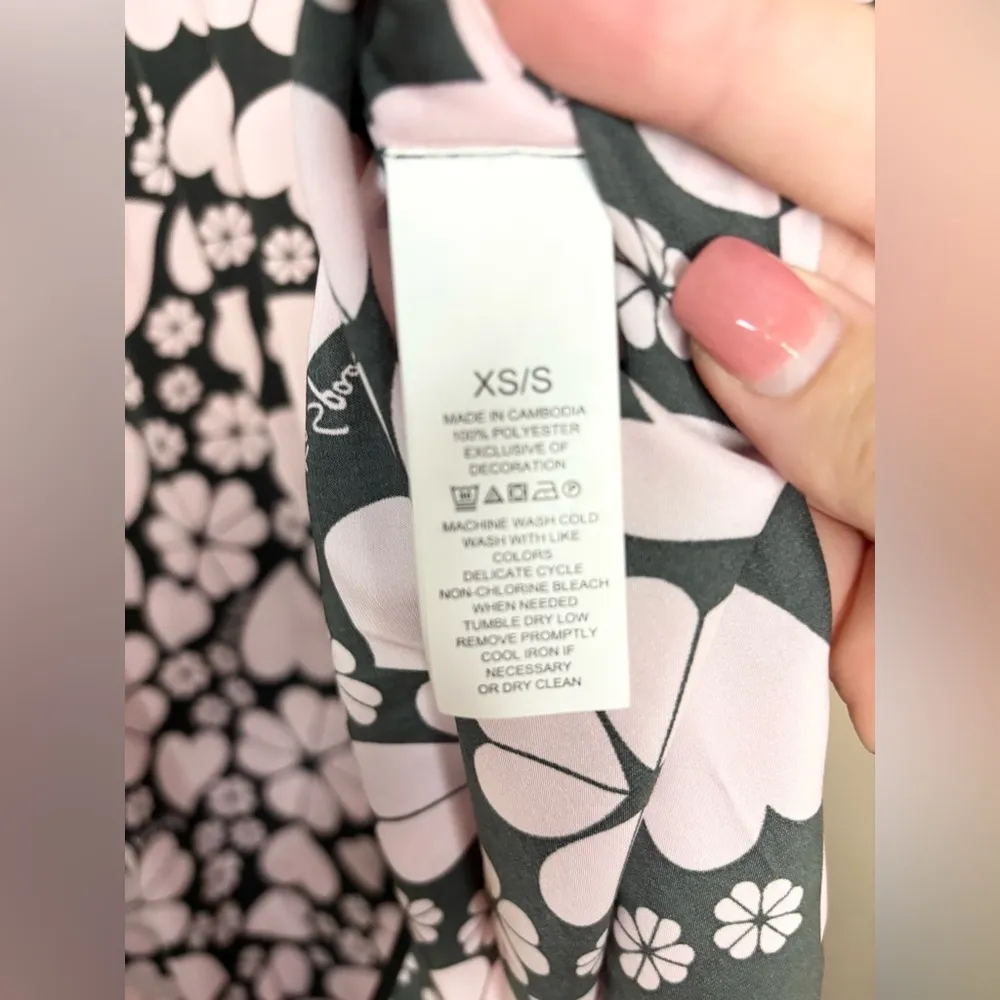 Kate Spade New York Pink Black Spade Clover Hearts Caftan Cover Up Size XS/S - Image 12