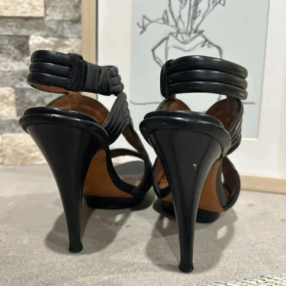 Elizabeth and James E-Star Stiletto Platform Black
Leather Heels Size 6.5B - Image 7