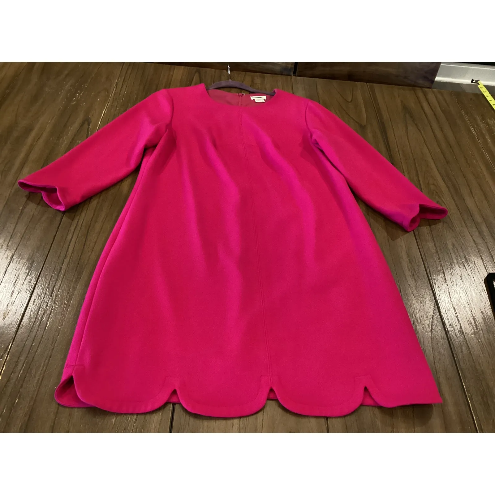 Shoshanna as seen on tv pink Scalloped Hem 3/4 sleeve shift Dress - Image 11