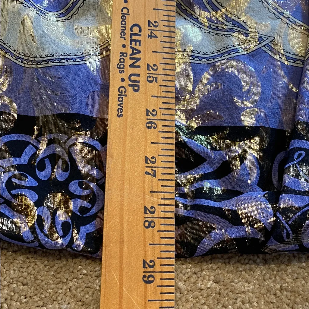 Nicole Miller Collection Silk Lurex Strapless Metallic Lavender Gold Dress 4 Purple - Image 7