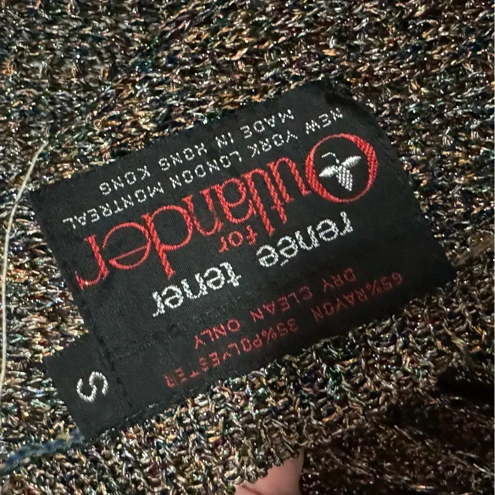 RENEE TENER FOR OUTLANDER Vintage 1970s Metallic Knit Top Deep V Back Size Small Gold - Image 9