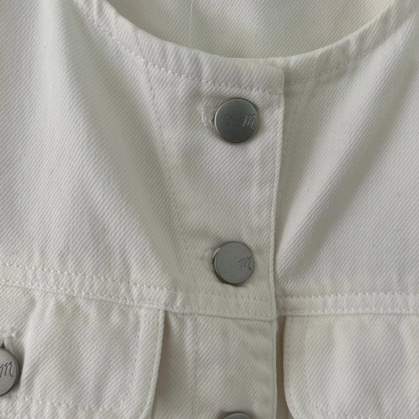 Madewell Women's Cropped Airy Denim Button Up Vest Off White M Medium New - Image 3