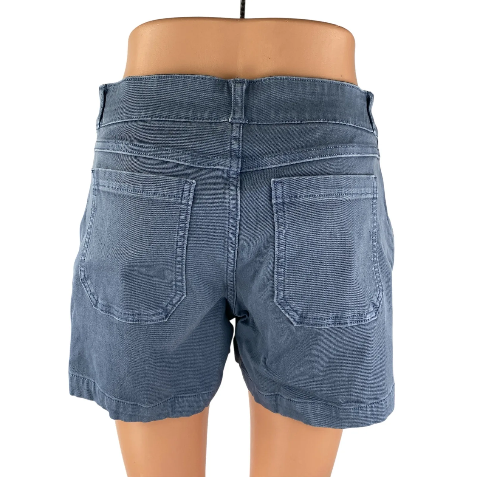 Spanx Women's Slate Blue Stretch Twill Mid Rise Pockets Casual Denim Shorts Sz S - Image 2