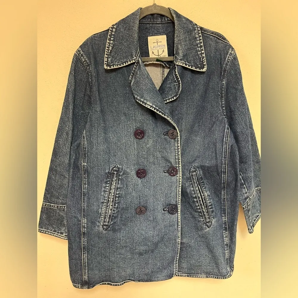 Vintage Lauren Ralph Lauren Denim Double Breasted fisherman core jacket - Image 2