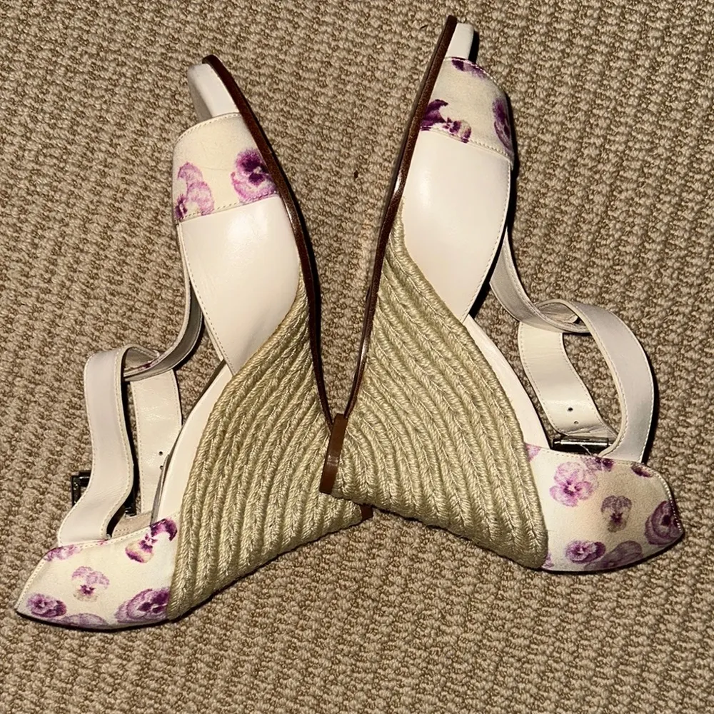 Cole Haan 8.5 t strap Cream and Pink wedge Heels rope - Image 3
