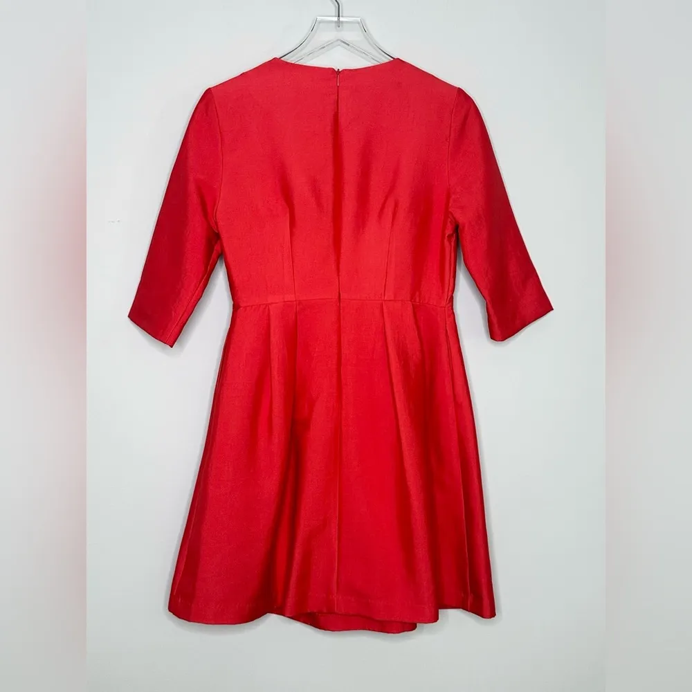 Blaque Label Audrey Fit & Flare Pleated Skirt Brushed Twill Red Dress Size M - Image 2