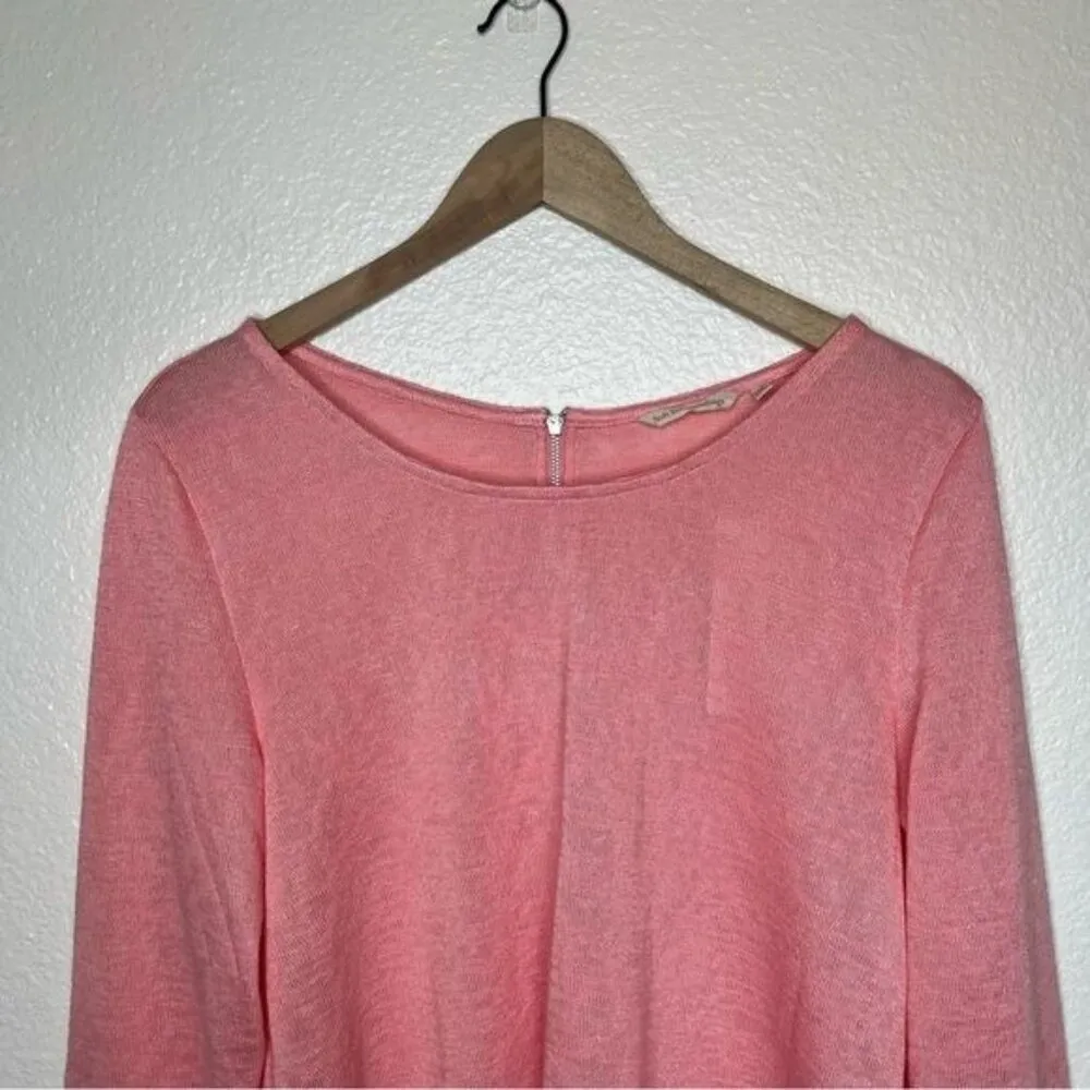 soft surroundings Audley back zip watermelon sherbet pink knit top size large - Image 3