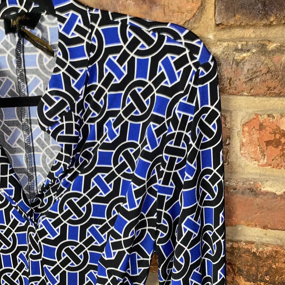 Laundry by Design Blue Black Geometric Mini Dress Women's Size Small - Image 4