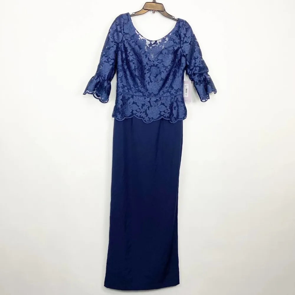 JS Collections Embroidered Mesh Peplum Gown - Image 38