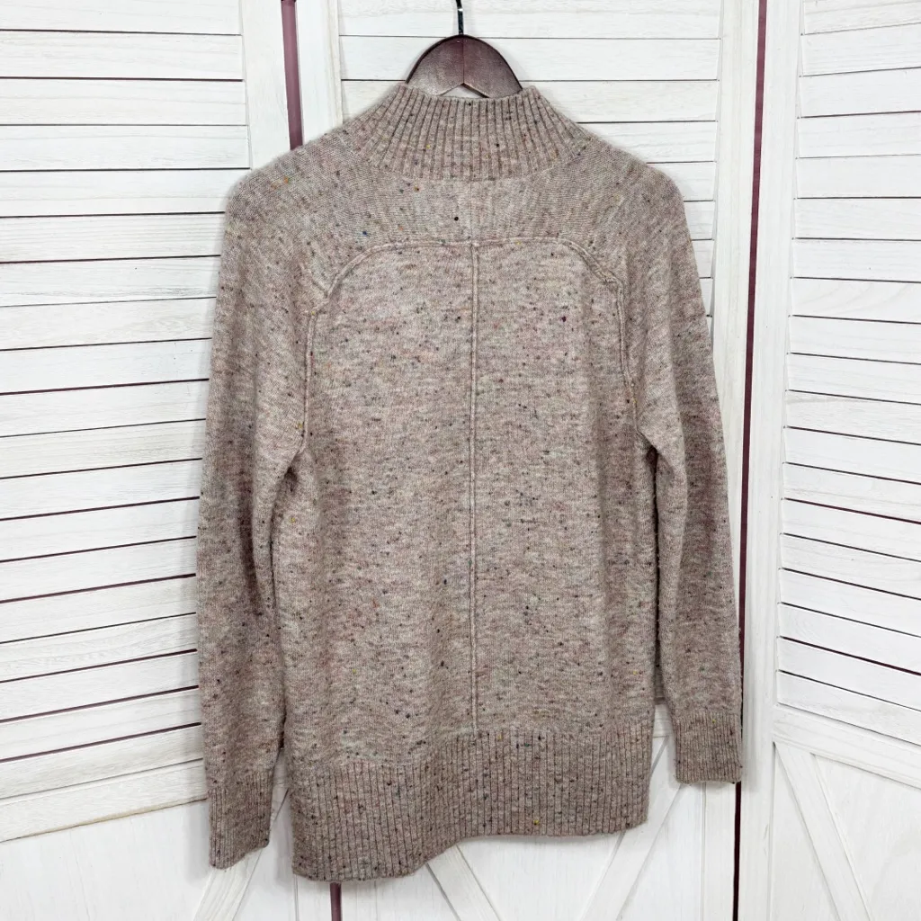 Loft Speckled Mock Neck Space Dyed Tunic Sweater Tan Multi Size Small - Image 8