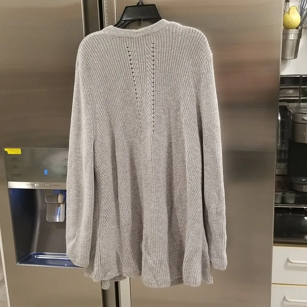 💕TALBOTS💕 Knit Open Front Long Lightweight Duster Cardigan ~ Grey Size 2XP - Image 2