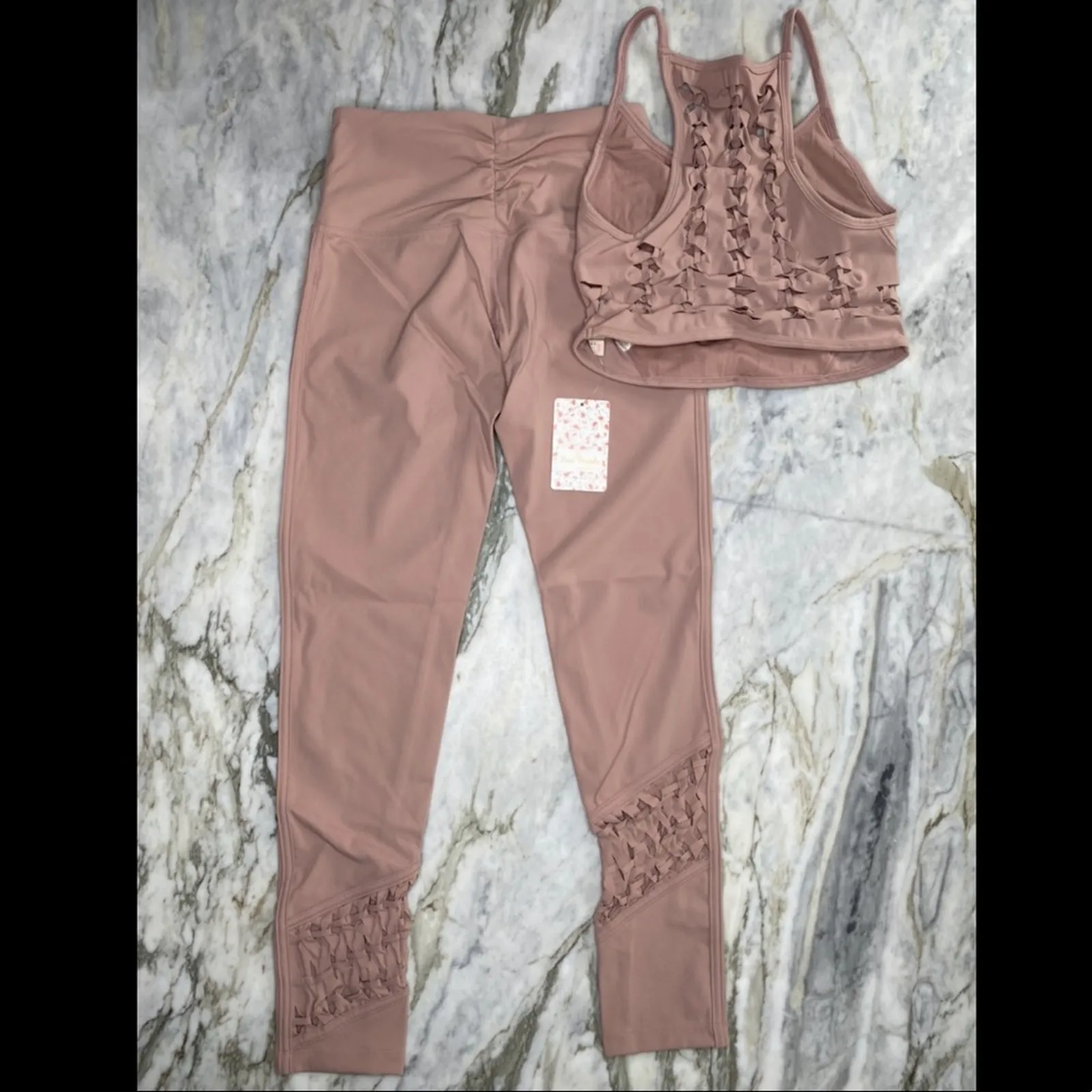 FREE PEOPLE SET Bundle Revelation Yoga Athletic Dance Leggings and Top Size XS - Image 3