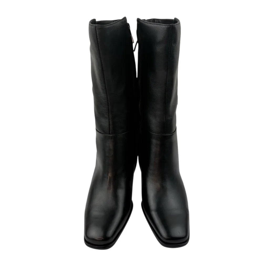 *Y2K Crossing Pointe Boots Womens 7.5W Black Leather Classic Dark Acadamia Vtg Size 7.5 - Image 2