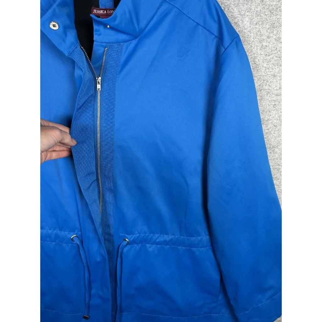 Jessica London Size 18 Jacket Womens Blue Drawstring Zip Lightweight Solid Mock - Image 10