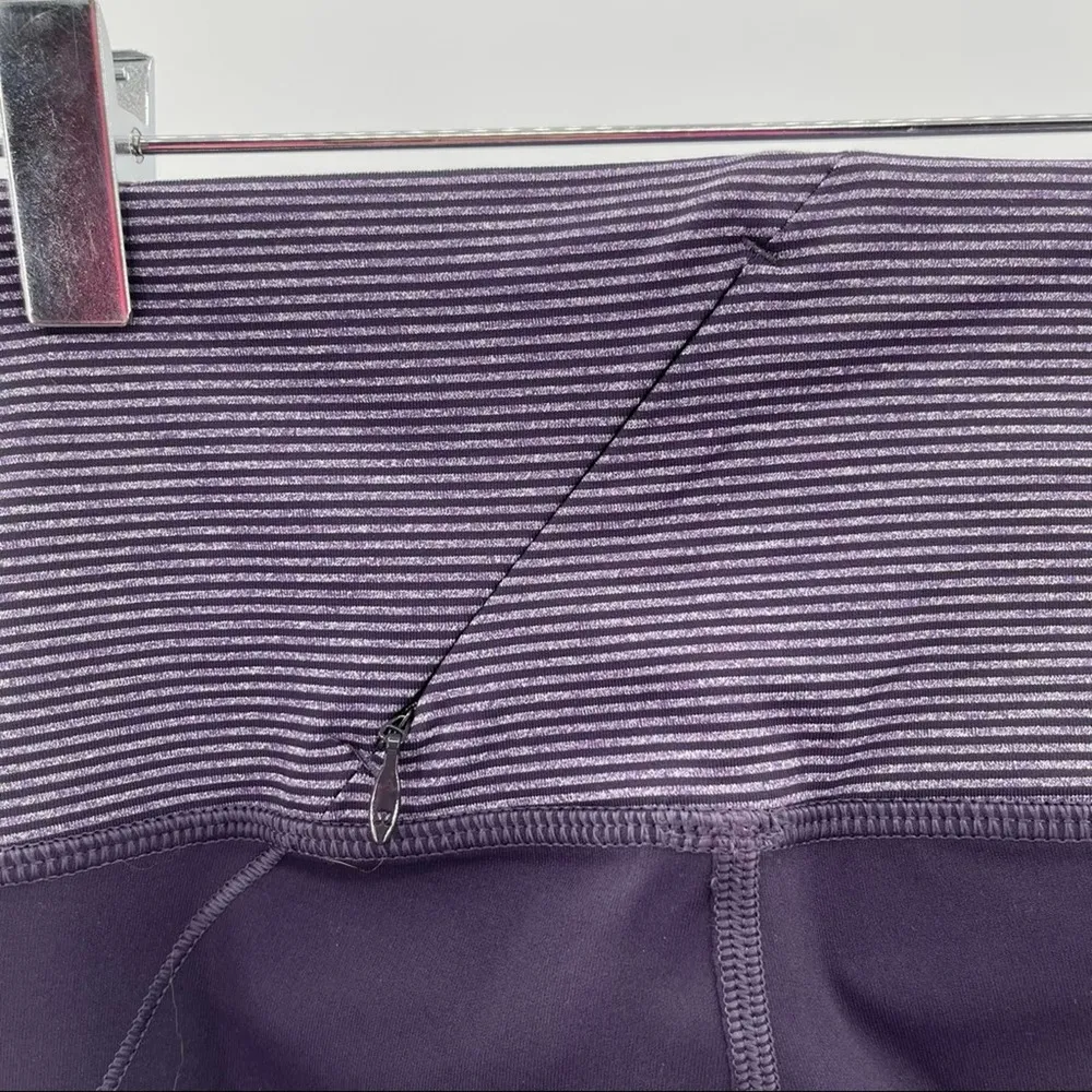 LULULEMON Rebel Runner Crop Legging Grape Stripe Zipper Athleisure NWT Size 2 - Image 13