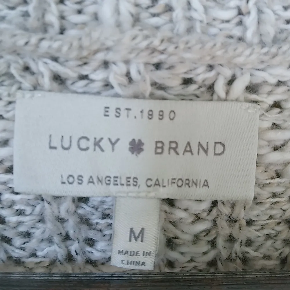 Lucky Brand M Ecru Cable Knit Pullover Sweater - Image 3