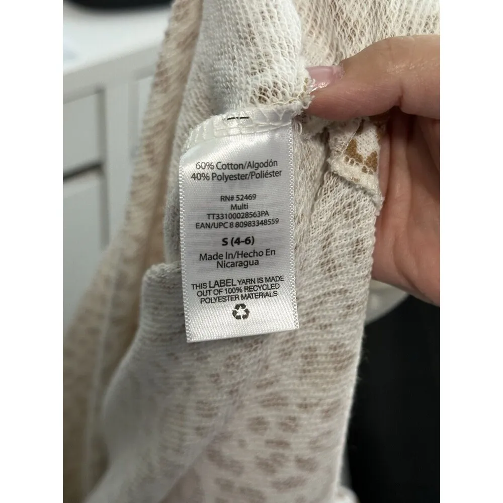 Time and Tru Womens Sweatshirt Small Animal print Leopard Relaxed fit Crew Neck - Image 4