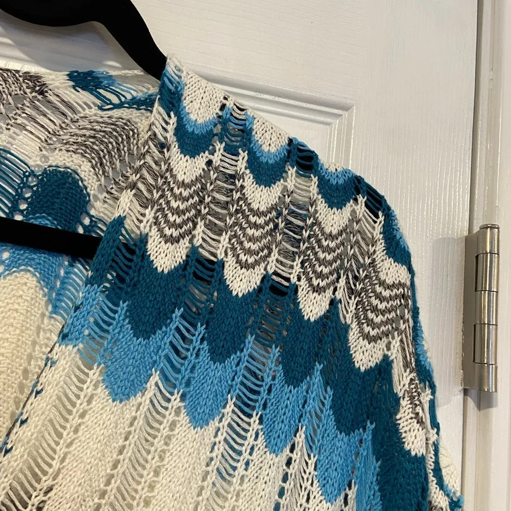 NWT Cupshe One Size Blue White Open Knit Side Tie Tassel Swinsuit Coverup - Image 8