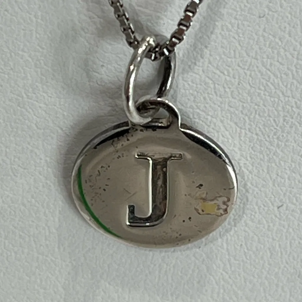 Silver 925 J initial‎ charm Necklace - Image 2