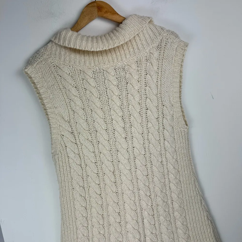 Eddie Bauer  Cable Knit Sweater Vest Cardigan Sz Large Wool Blend Button Front - Image 14