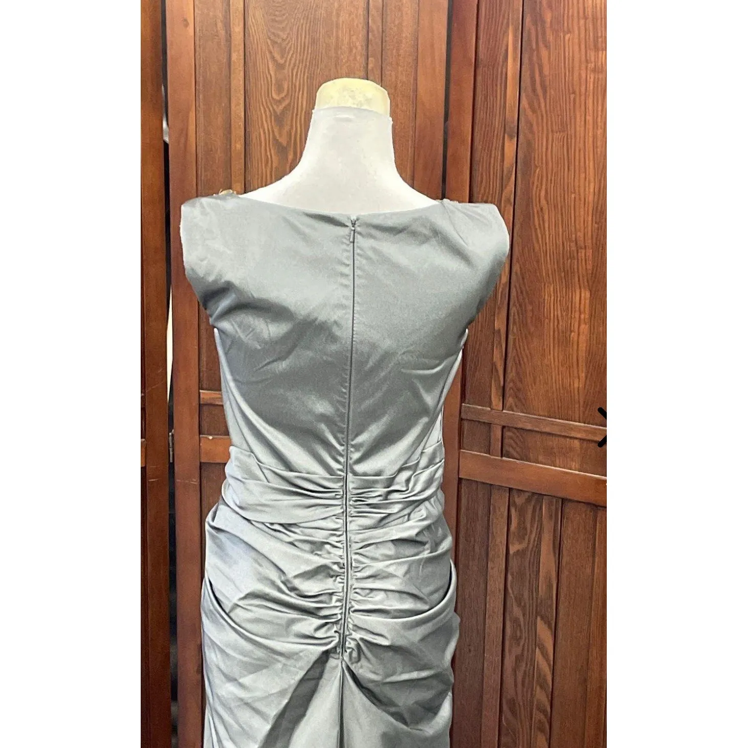 tadashi shoji dress 2 Bejeweled‎ Gem Collar Formal Gown Gray - Image 6